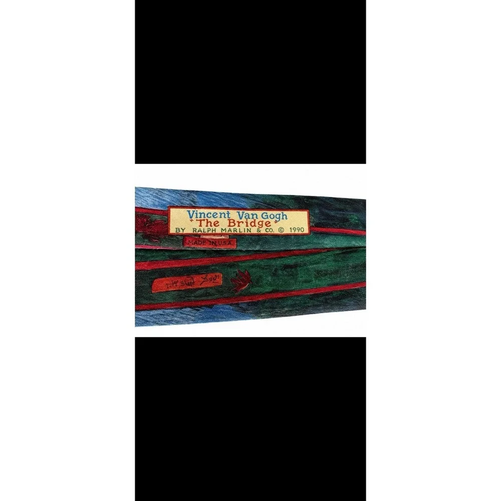 Ralph Marlin Vincent Van Gogh Artist The Bridge Painting Novelty Tie Vintage1990
